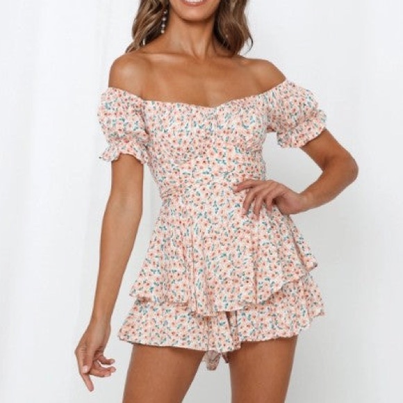 Pants - Floral Shorts Romper Sweetheart Milkmaid